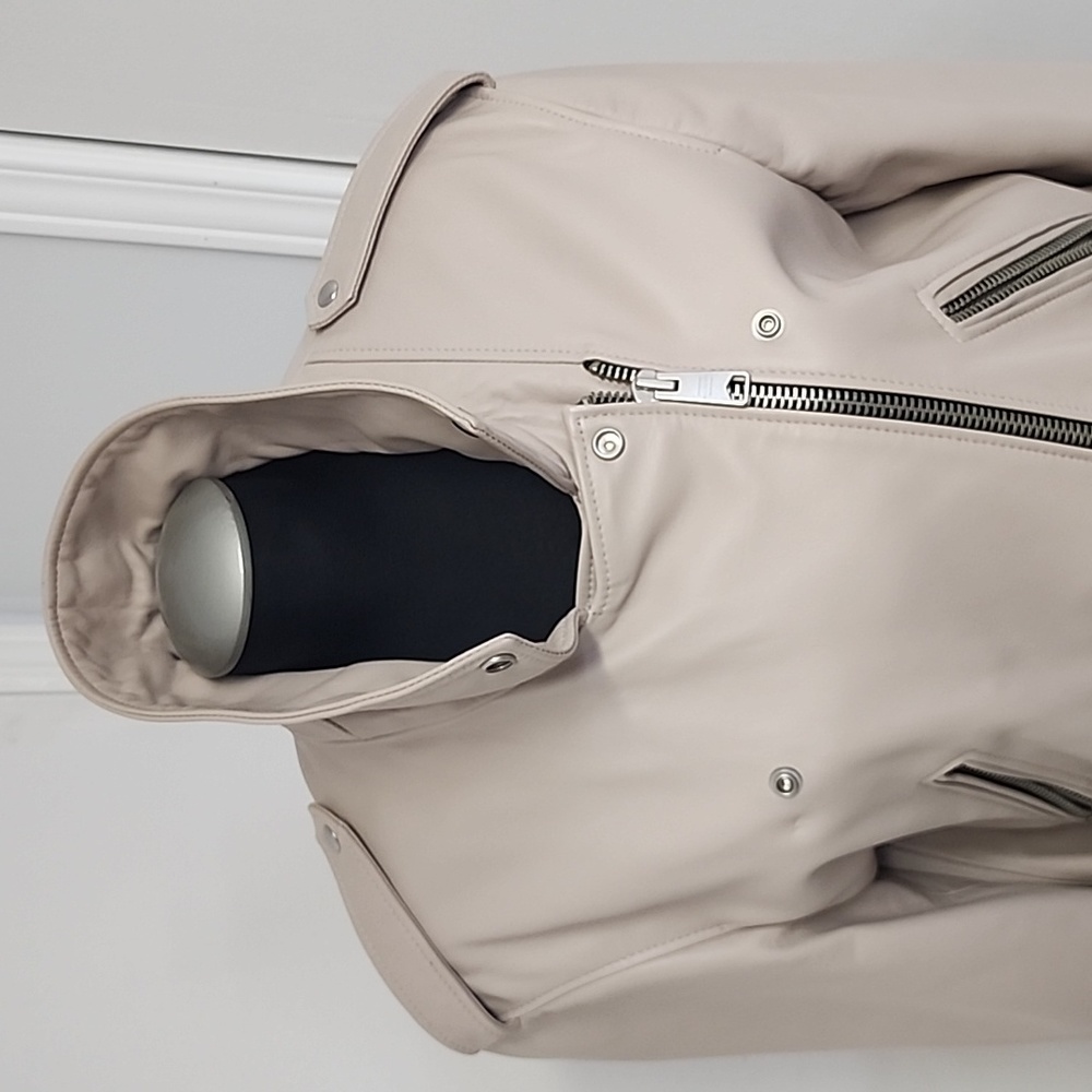 Allsaints oversized Anderson biker jacket, size large in pale pink - Picture 2 of 6